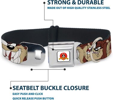 Нашийник для собак Buckle-Down Looney Tunes, білий, 22,9–38,1 см, логотип