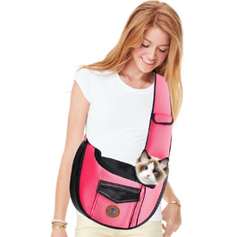 PETCUTE Сумка-переноска для собак, для маленьких собак, портативна, вільні руки, переноска для цуценят, дихаюча сітка, транспортна сумка, 9 кг (Рожева)