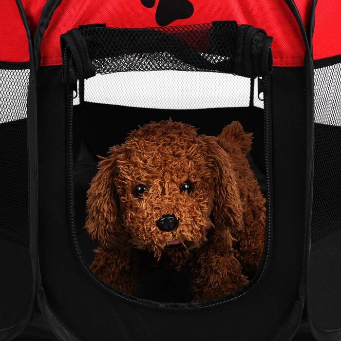 Переносне вольєр для тварин, 8-панельне, для собак, котів, кроликів та інших дрібних тварин, 68x45 см (Червоний)