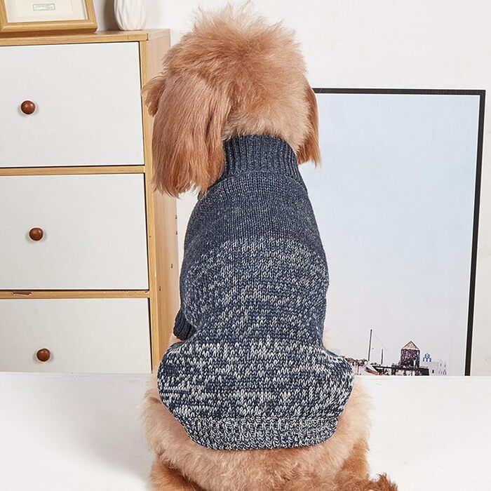 Теплий зимовий одяг для собак: м'який пуловер Jecikelon з відтінками, роллекруаген, розмір S, темно-синій