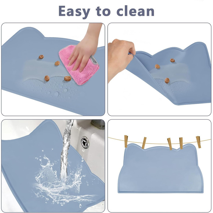 Килимок для котячого корму, силіконовий, неслизький, водонепроникний, блакитний