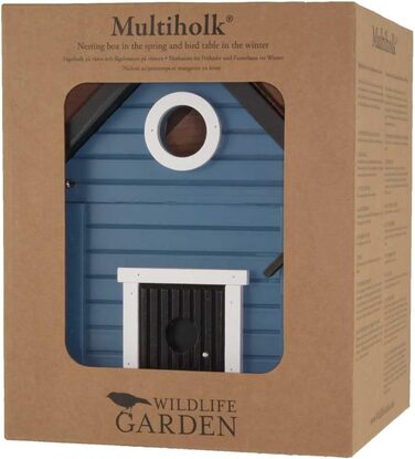 Будиночок для птахів Wildlife Garden WG118 Multiholk Blaues Haus – дерев'яна комбінована годівниця та гніздівля