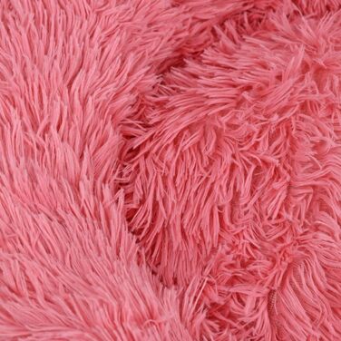 Кругле собаче ліжко для собак та котів 60 см - М'яке, пухнасте ліжко з високими бортиками - Нековзний низ - Силіконова наповнювач для комфорту та тепла - Легке у догляді - Рожеве