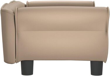 Софа для собак Festnight, ліжко для маленьких собак та котів, м'яке ліжко для домашніх тварин з штучної шкіри, 70x45x30 см (Капучино)