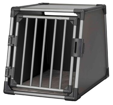 Транспортувальник для собак TRIXIE Aluminium M (55x62x73 см) - міцна, тиха, з похилими сторонами, запобіжним замком та килимком