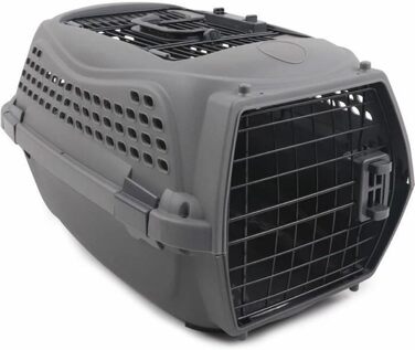 MPETS Eco Giro M переноска для котів, темно-сіра, пластикова