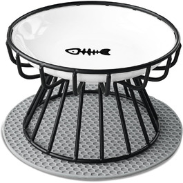 Підвищений годівниця для котів, керамічна миска з металевим підставкою, для котів, цуценят та маленьких собак, миється в посудомийній машині