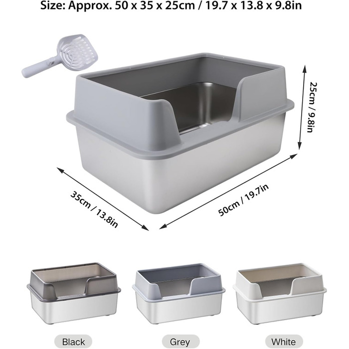 Лоток для котів MENDUNER 50x35x25 см нержавіюча сталь