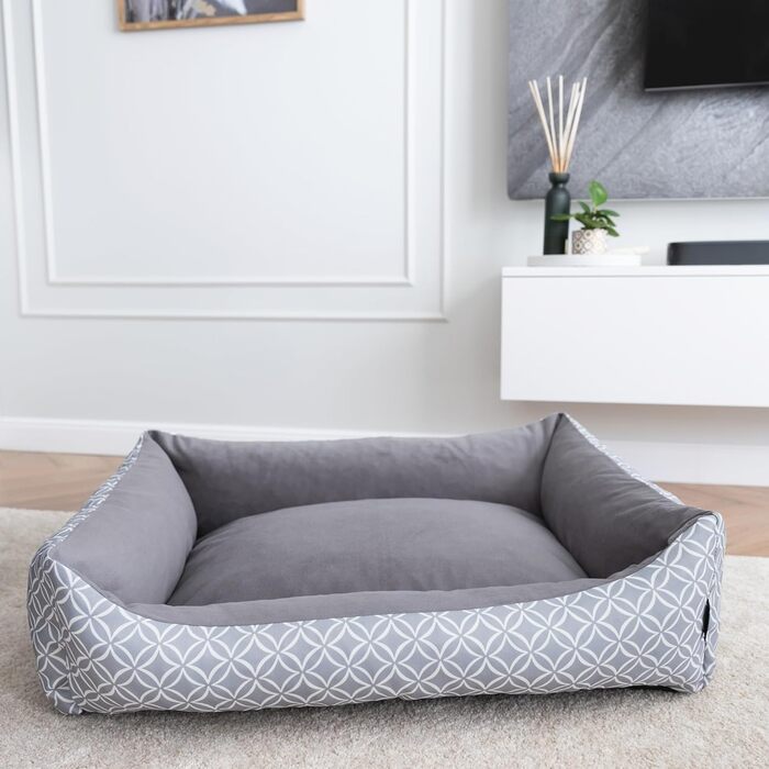 М'яке ліжко для собак 4L Textil OTTO, сіре, 120x100 см. Знімний та пральний чохол. Кошик для собак середніх порід.