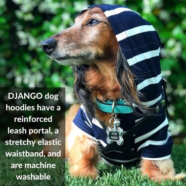 DJANGO светр для собак з капюшоном, еластичний, супер м'який, з отвором для повідка, темно-синій, розмір S