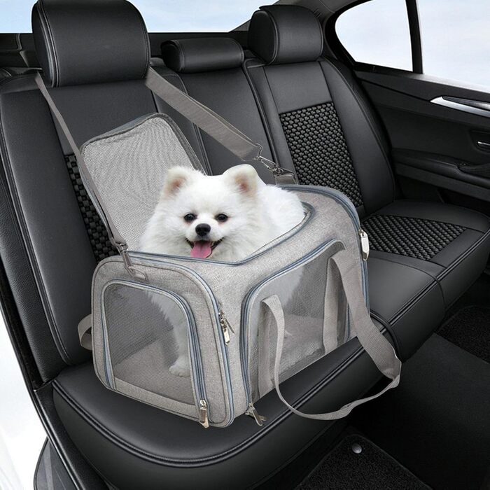 Транспортна переноска для тварин, сумка-переноска, переноска для собак, портативна, багатофункціональна, м'яка, складана, сіра