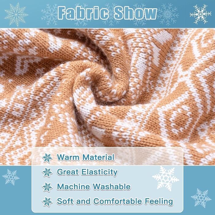 Теплий зимовий пуловер для собак та котів Bingpet з малюнком сніжинок, бежевий (M)