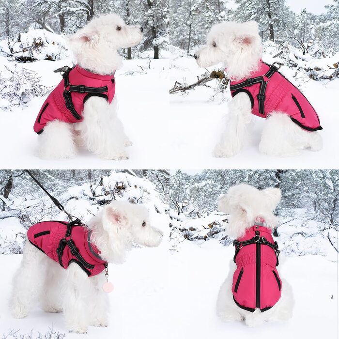 Теплий зимовий одяг для собак: куртка з інтегрованим дзвоником, рожево-рожевий (L)
