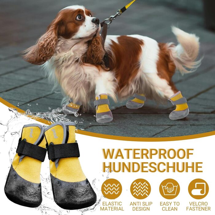 Чоботи для собак LiebeDD: захист лап, 4 шт., антиковзаючі, водонепроникні, зелені/жовті (XL)