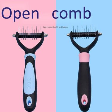 Інструмент для грумінгу собак Dog Dematting: щітка для видалення підшерстка з двосторонньою зубчастою клинком, для собак з короткою та довгою шерстю, рожевого кольору