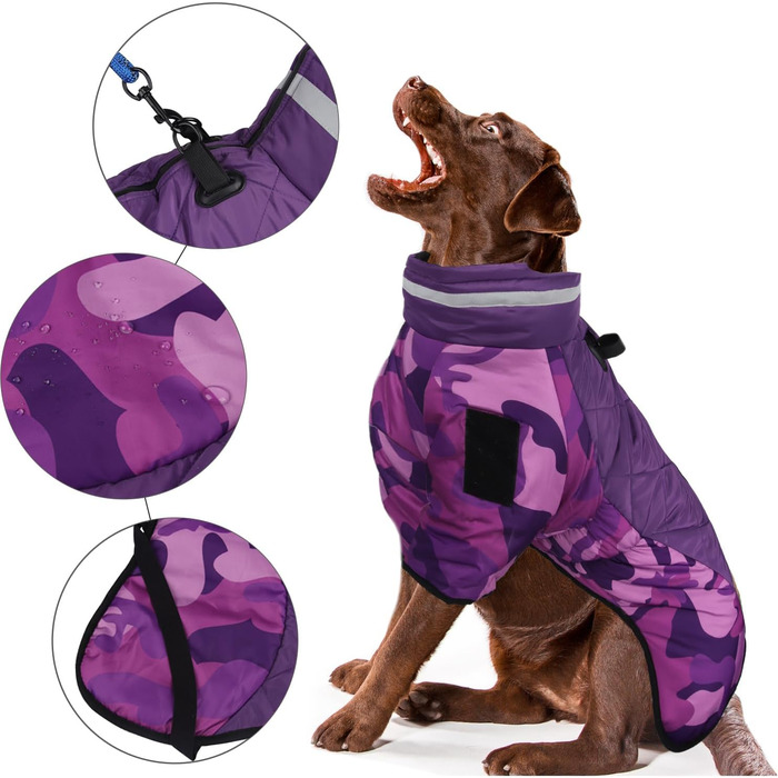 Зимовий одяг для собак: теплий водонепроникний зимовий куртка-комбінезон для середніх та великих собак (Lila, 3XL)