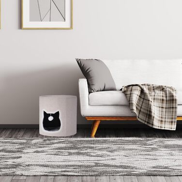 Будиночок для котів Relaxdays з подушкою та іграшкою, складаний, котяче укриття, тваринний дім, 40x39 см, бежевий