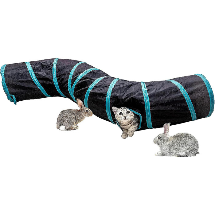 Туннель для котів Katze Spielzeug - іграшка-тунель для кошенят, цуценят та кроликів. Чорний, складаний.