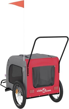 Фарм-причіп для собак Gecheer, чорний, Oxford-тканина, 68x134x73 см, червоний