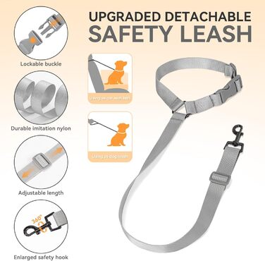 Автокрісло для собак PETFIT, 12.5 см, сіре, до 12 кг