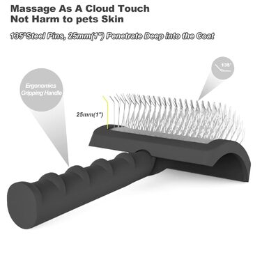 Щітка для собак з довгим волоссям, для котів та собак з довгою та короткою шерстю, масажна щітка для догляду за шерстю (чорна)