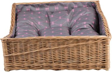 Корзина для собак та котів з ротангу, лежанка для тварин, 80x50 см, з подушкою сірого кольору