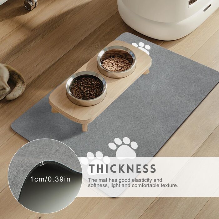 Нековзні килимки під миски для котів та собак SUKUTU, 30x50 см, сірий