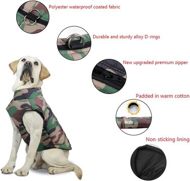Водонепроникна куртка для собак FeiaX, тепла зимова жилетка для маленьких, середніх та великих собак (камуфляж, 5XL)