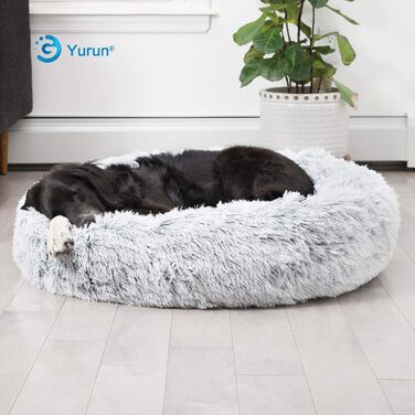 М'яке ліжко для собак та котів: кругла подушка-донат, 60x60x20 см, сірий колір