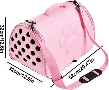 Транспортування котів | Сумка-переноска для котів з плечовим ременем | Переноска для кошенят у подорожах | Для походів, відпочинку на природі, авіаперельотів, кемпінгу, поїздок до ветеринара, міста та подорожей з рюкзаком (Рожева, L)