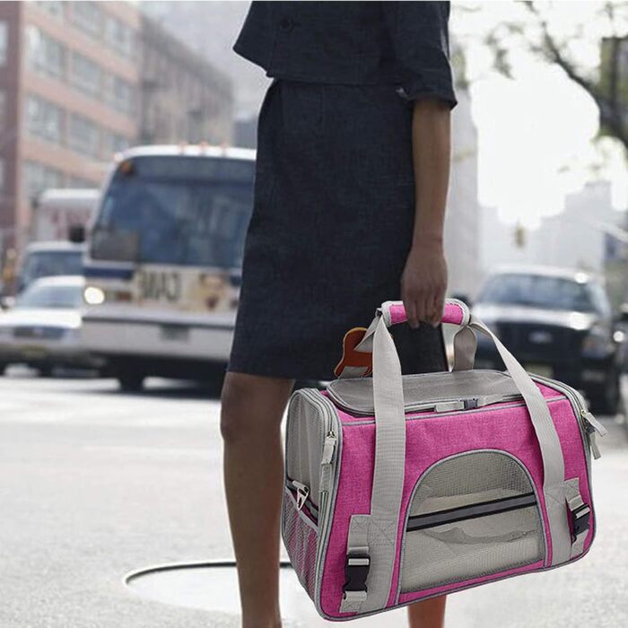 Складана переноска для собак та котів PJDDP, чорна. З плечовим ременем та м'якою підстилкою