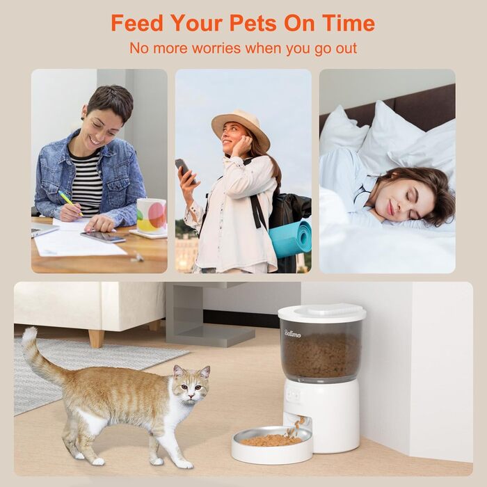 Автоматичний кормушка для котів Balimo, 3L, WiFi, керування через додаток, для собак, білий
