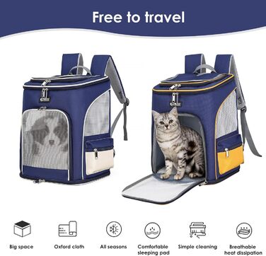 PETCUTE Рюкзак для собак і котів, дихаючий, з висувною підстилкою, прозоре вікно, складний, з запобіжним тросом, для подорожей, Малахіт-зелений + Білий (Блакитний + Білий)