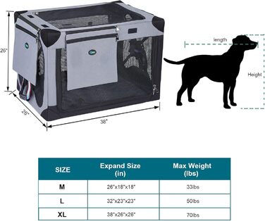 Складаний бокс для собак Ownpets XL, водонепроникний тканинний контейнер для транспортування з кишенею, 96.5x66x66 см