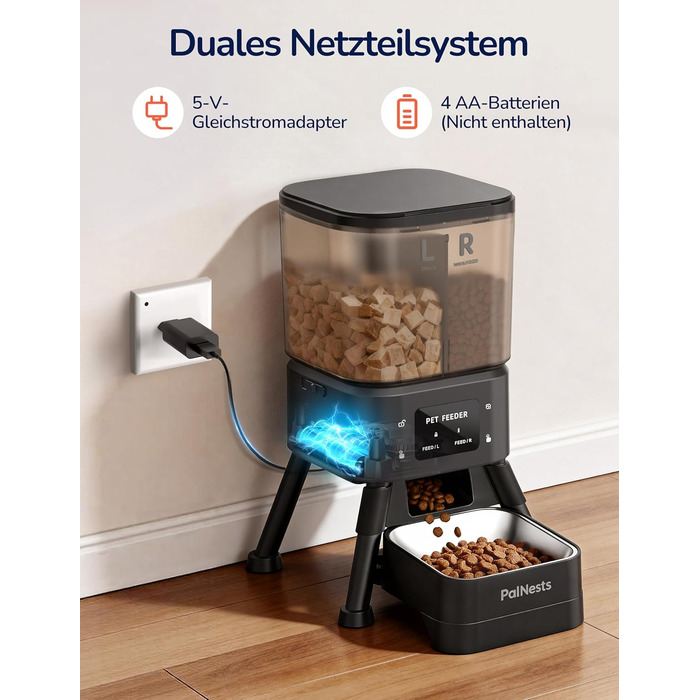 Автоматичний годівник для котів PalNests 4L з Wi-Fi, програмований таймер, керування через додаток, для котів та собак