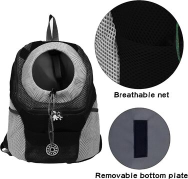 Рюкзак-переноска для собак і котів, чорний, до 10 кг, для подорожей та активного відпочинку