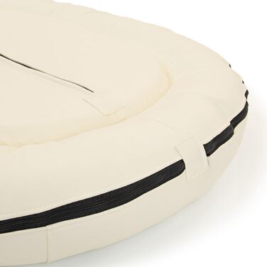 Wallace & Jones | Преміум лежанка для собак Болтон, 63x50 см, штучна шкіра, для маленьких собак, з блискавкою, що ховається, пральна, неслизька, (95 x 81 см, кремово-білий)