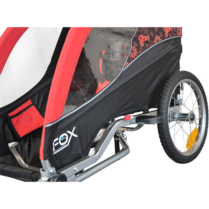 PAPILIOSHOP Fox - Дитяча коляска-трансформер 2-в-1 та велопричіп, червоний, легкий та стабільний