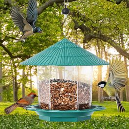 Будинок для пташиного корму Jieayhiu, підвісний, вологостійкий, з запобіжником від падіння, зелений