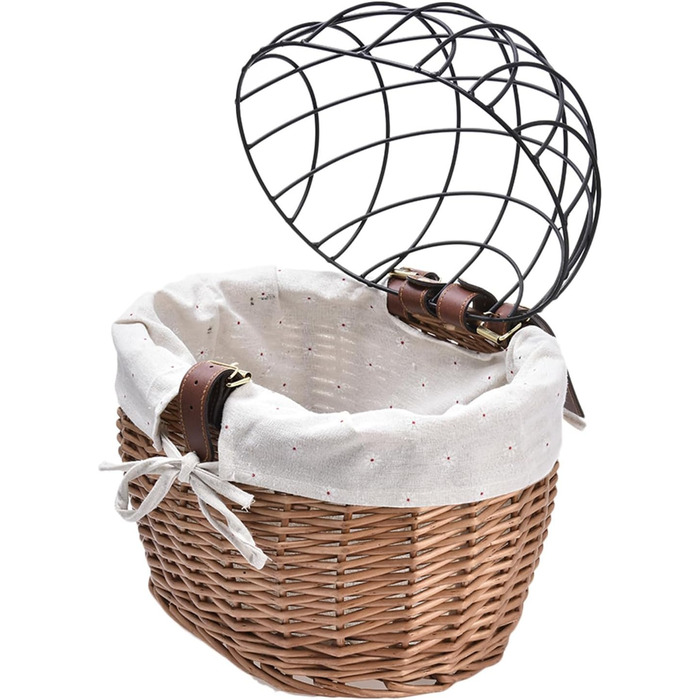 Кошик для перевезення тварин на велосипеді – кошик для домашніх тварин на кермо, плетіння з лози, металевий захист, безпечний транспорт