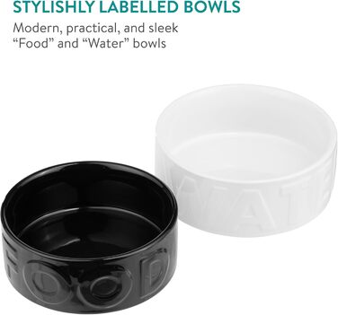 Набір мисок для собак Navaris (2 шт) з кераміки, чорно-білі, 700 мл, підходить для миття в посудомийній машині та використання в мікрохвильовці