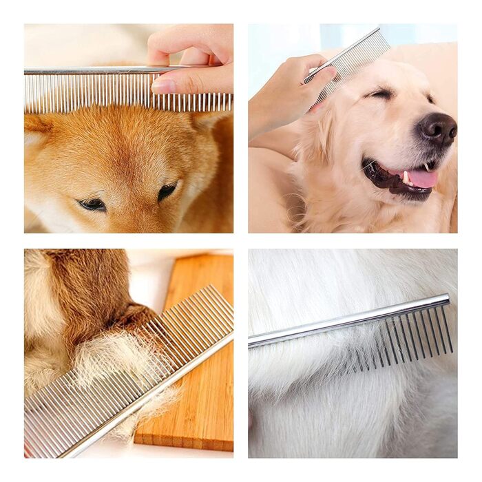 Гребінець для собак Andiker з нержавіючої сталі, щітка для догляду за шерстю, підходить для малих, середніх та великих тварин, котів, коней (L) Large