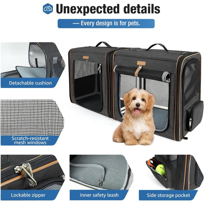 Транспортна переноска для собак та котів, 2-в-1, велика сіра (XL)