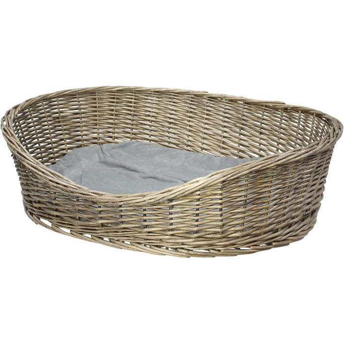 Корзина для собак Frank Flechtwaren Grey, Vollweide, сірого кольору, з поліестеру, 90 x 70 x 25 см