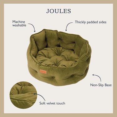 Ліжко для собак Roewood x Joule Chesterfield, маленьке, розкішне, з антиковзким дном, додатковою підкладкою та підтримкою, у стилі Chesterfield, зручне місце для відпочинку (хакі, 70 x 70 x 27 см)