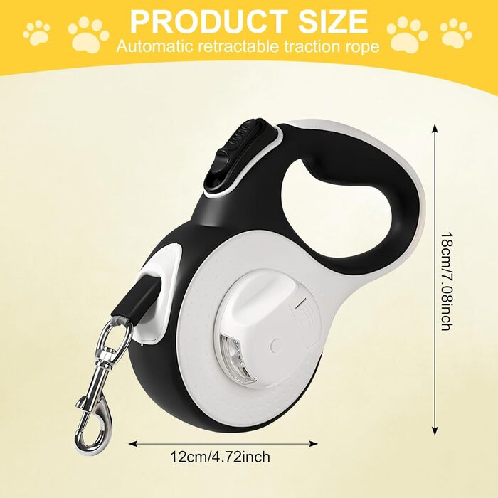 Висувна поводок Colexy для собак та котів з LED-підсвічуванням, 3м, до 15кг