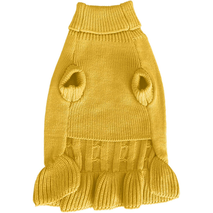Светр для маленьких собак Chborchicen, в'язаний одяг для котів, теплий зимовий одяг для кошенят та цуценят, розмір XS, світло-блакитний (X-Small, сукня - жовтий)
