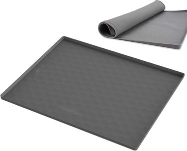 Килимок для годування собак, вологостійкий килимок під миску для тварин, великий силіконовий килимок з бортиком, 50 x 60 см, захист від бруду, килимок для цуценят