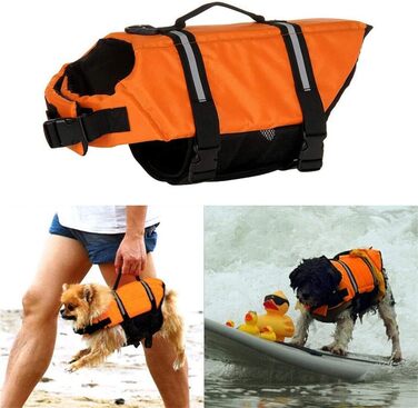Жилет рятувальний для собак FainFun Orange, M, для малих та великих собак, регульований розмір, Ripstop, світловідбивачі