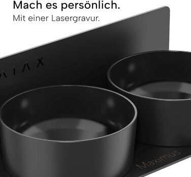 Підвісна керамічна миска для великих собак DRAIAX ElegantFeed L, чорна, легкознімна, настінна годівниця